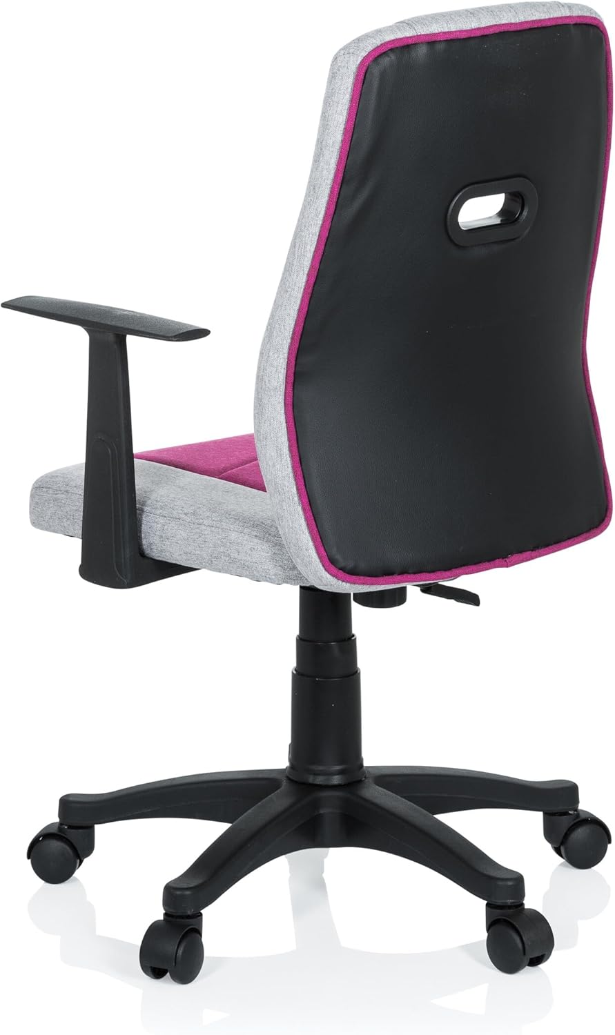 hjh OFFICE 670930 kinderbureaustoel KIDDY EXTRA stof grijs/pink met armleuningen comfortabele bekleding kinderstoel bureau chair