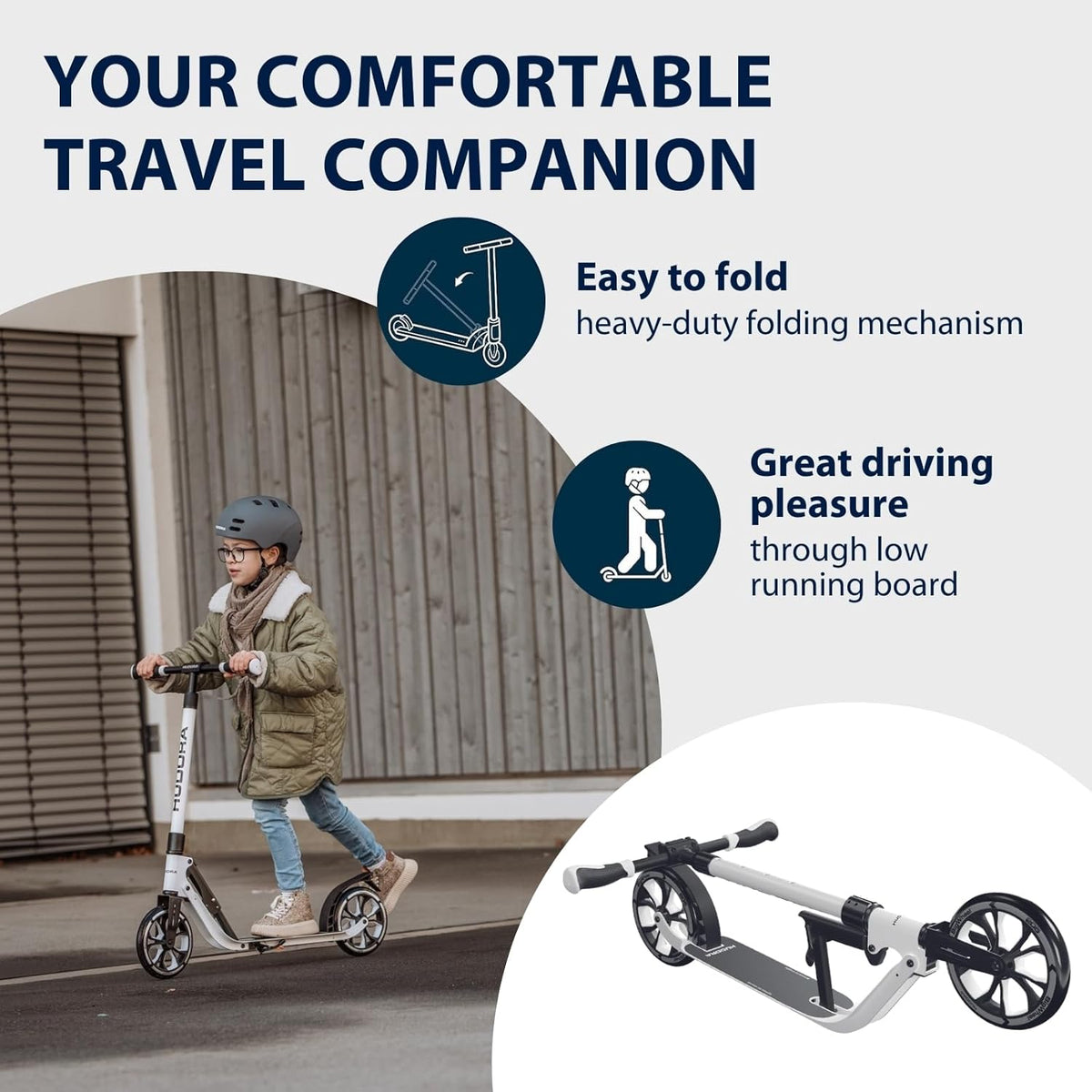 HUDORA BigWheel® 205 Advanced Scooter, comfortabele aluminium step, voor maximaal 100 kg, in hoogte verstelbare en inklapbare step, kickstep voor kinderen, jongeren en volwassenen