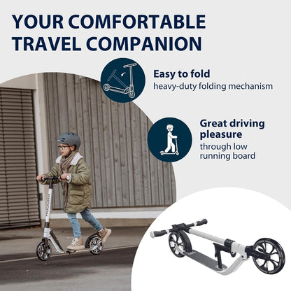 HUDORA BigWheel® 205 Advanced Scooter, comfortabele aluminium step, voor maximaal 100 kg, in hoogte verstelbare en inklapbare step, kickstep voor kinderen, jongeren en volwassenen