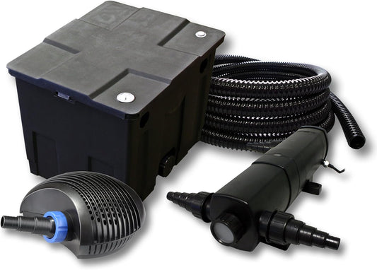 Filterset voor vijvers van 12.000 l met UVC 24 W CTF ECO-pomp 40 W slang 25 m
