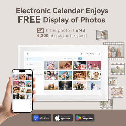TOPGO Digitale kalender, 39,6 cm, elektronische wandkalender, fotolijst, videospeler, intelligente planner voor familie/kantoor/school/evenementen, digitale planner met standaard