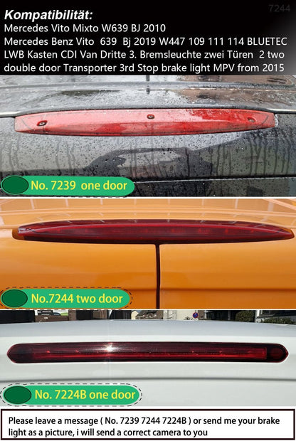 HD 1280 pixels remlicht dubbele achteruitrijcamera dak camera parkeerhulp met hoek verstelbaar nachtzicht compatibel met Mercedes Vito Mixto W639/W447 109 111 114 BLUETEC LWB Box CDI