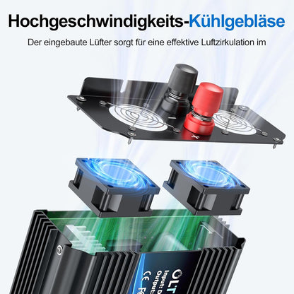 Spanningsomvormer 12v 230v 3000W -Gemodificeerde sinusomvormer 12v naar 230v spanningsomvormer met LCD-scherm, afstandsbediening & USB-aansluitingen EU-aansluiting voor caravans, camping