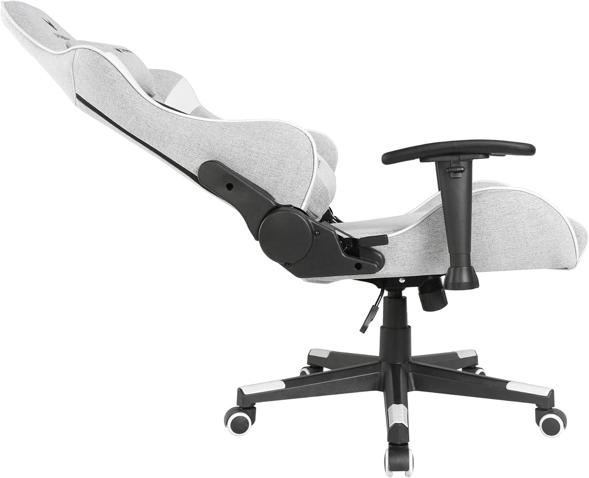 Oversteel - ULTIMET professionele gamestoel, ademende stof, 2D armleuningen, in hoogte verstelbaar, 180° verstelbare rugleuning, gaszuiger klasse 3, tot 120 kg, grijs/wit