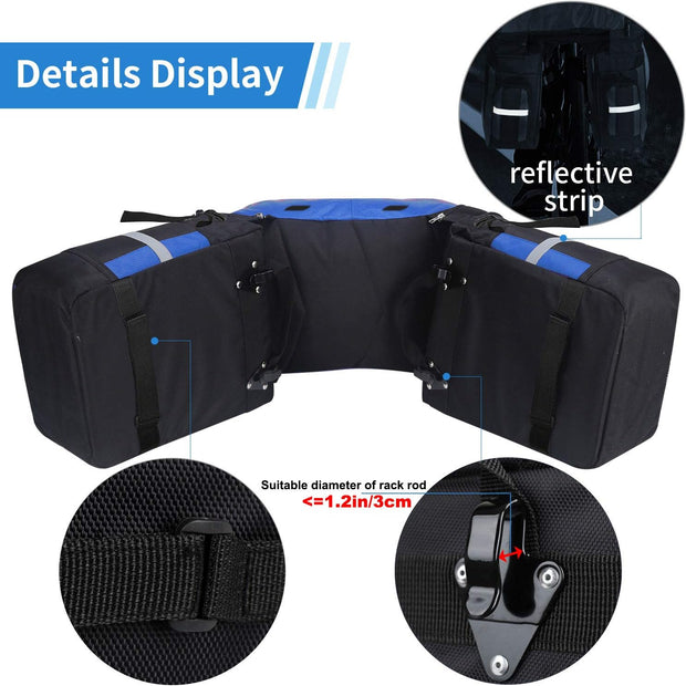 3-in-1 Fietstas - Fietstassen - Dubbele Fietstas - Multifunctioneel Bagagedragertas - Scheurvast - Grote Bagagetassen - met Regenhoes - 70L - Nylon - Blauw