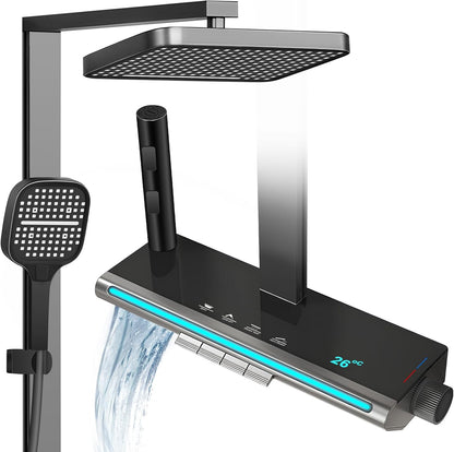 Douchepaneel – Douchekolom – Regendouche – Massagejets – Handdouche – 6 Functies – Roestvrij Staal – Digitaal Temperatuurdisplay