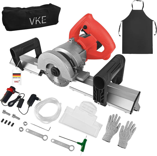 VKE Elektrische Tegelsnijder 1200 W, Voor 45 graden Tegelsnijmachine, Natsnijder, Inclusief 116 mm Zaagblad, Waterpomp en Opbergtas, Tegelsnijder Voor Schuine Sneden