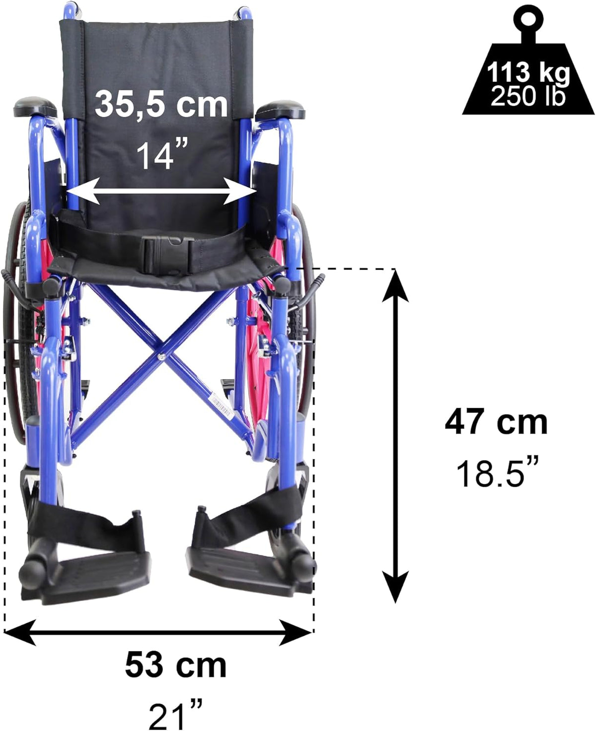 PEPE Mobility Rolstoel voor kinderen (inklapbaar, smal, licht), compact en draagbaar