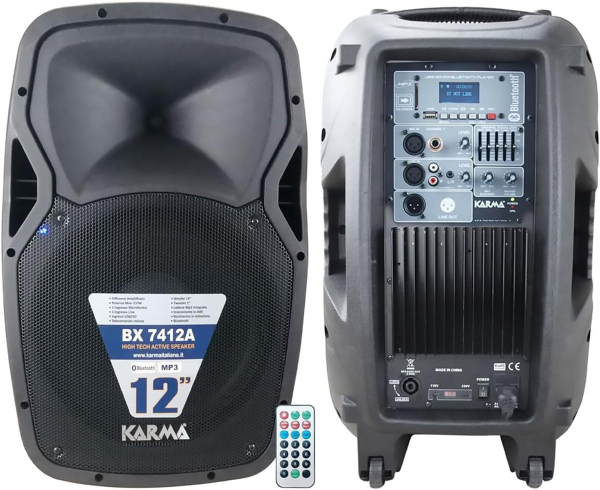 Versterker – Actieve Speaker – Luidspreker – Box – Geluidsinstallatie – 300 W – Bluetooth, USB en SD – 12 inch Woofer en Titanium Tweeter