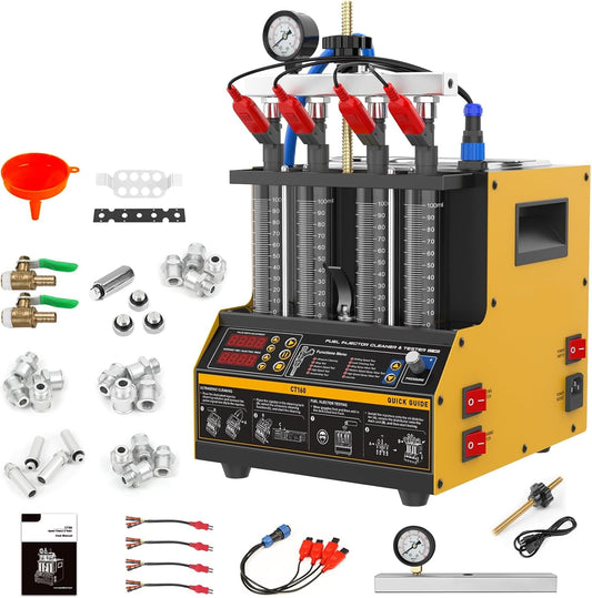Ultrasone Brandstofinjectie Cleaner – Injector Tester – Injector Reiniger – Motor Injector Tester – Diesel Injector Cleaner – Verwarmingsfunctie Tot 45°C – 9 Testprogramma’s Voor 4-Cilinder Motoren