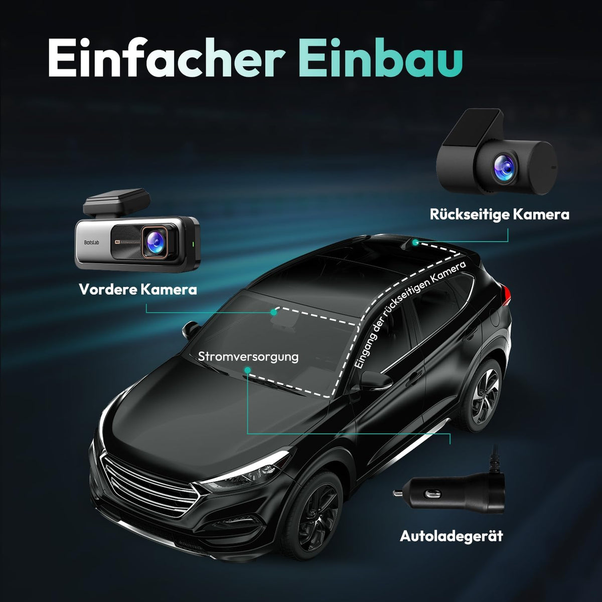 BOTSLAB 4K STARVIS Dashcam Auto voor en achter, wifi-autocamera, dashcam met GPS, ADAS, spraakbediening, gratis 64 GB kaart, nachtzicht, WDR, 2,45 inch IPS, 24/7 parkeerbewaking, loop-opname