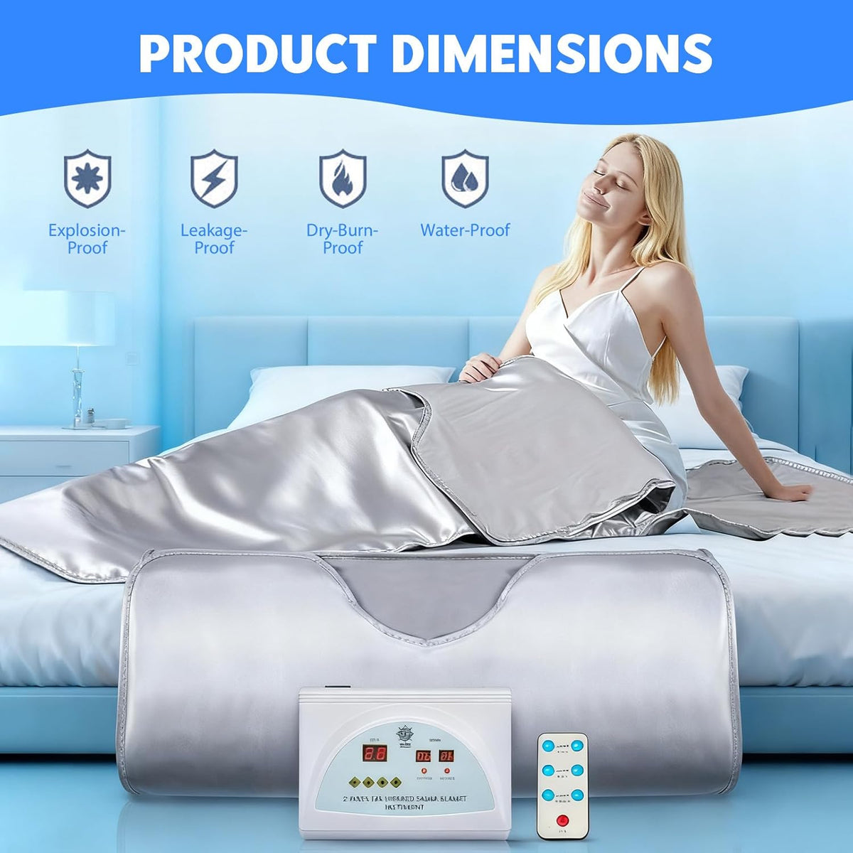 Infrarood Sauna Deken – Sauna Deken – Warmtedeken – Infrarooddeken – Warmtefolie Deken – 2 Warmtezones Met Afstandsbediening – Lichtgewicht Oxford Stof 180x80 cm - QUORE