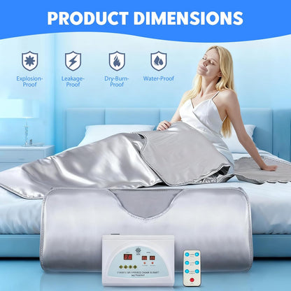 Infrarood Sauna Deken – Sauna Deken – Warmtedeken – Infrarooddeken – Warmtefolie Deken – 2 Warmtezones Met Afstandsbediening – Lichtgewicht Oxford Stof 180x80 cm - QUORE