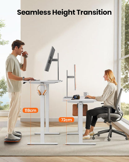 ErGear Elektrisch Zit-Sta Bureau Hoogte Verstelbaar 140 x 70 cm, Zit-Sta Bureau met 4 Geheugen Smart Paneel, Kantoor Bureau thuis met Verdeelplaat
