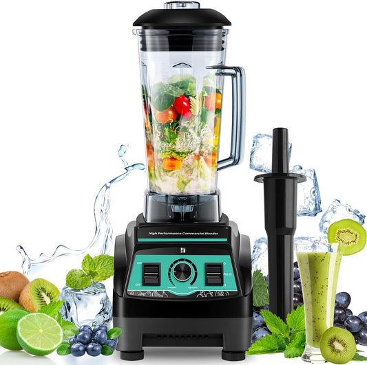 Huanyu Commerciële jug mixer, 2200 W, hoog vermogen, multifunctionele mixer in een citruspers, versnipperen van ijs, fruit, groentesap, babyvoeding, commerciële smoothiemixer