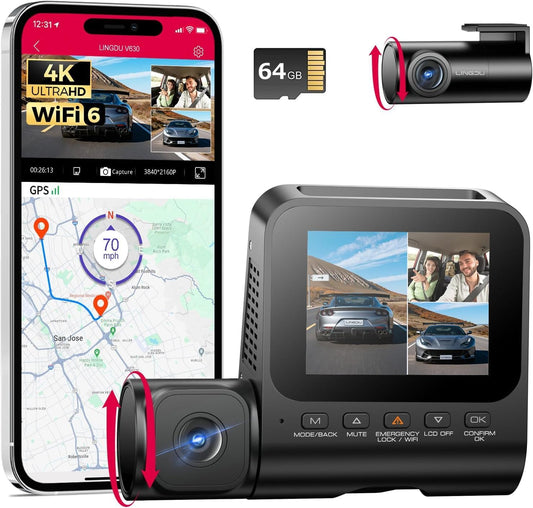 Dashcam Voor En Achter – Autocamera, Dashboardcamera, Mini Dashcam, Verborgen Dashcam – 4K Voor + 1080p Achter – 24 Uur Buffer Parkeermodus