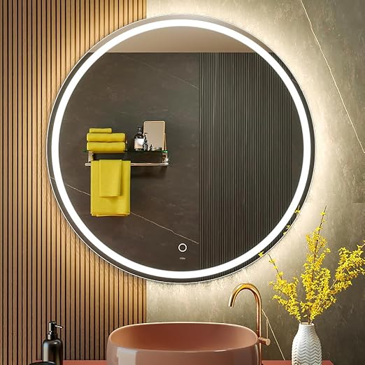 LED Badkamerspiegel – Badkamer Spiegel Rond – Make-up Spiegel – Verlichte Spiegel – Touch Bediening – 90 x 90 cm – Verstelbare Kleurtemperatuur – Anti-Fog Functie - QUORE