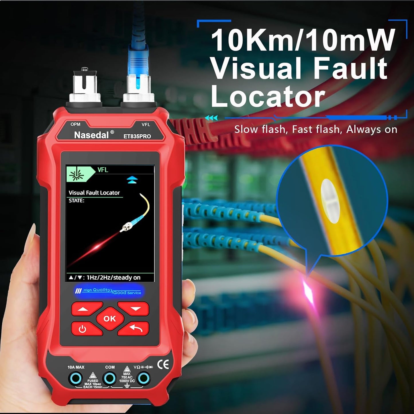 Netwerkkabeltester, optische vermogensmeter, VFL 4 IN 1, draadtracker RJ45 CAT5 CAT6 CAT7 CAT8 test UTP STP QC kabellengte scanpoort Flashng tester POE