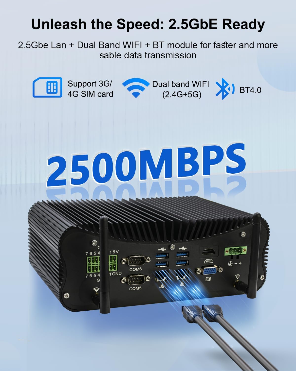 Industrial Mini PC i7, Industrial Computer Fanless Core i7 1165G7, Win 11pro, RS232/RS485 COM, 16Pin GPIO, 2.5G Lan, HD, VGA, Wifi, BT4.0, 9-36V, ATX/AT, 16GB RAM 512GB SSD - QUORE