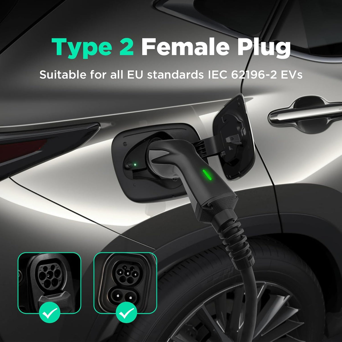 Type 2 EV oplaadkabel Schuko 2-Pin, 3,68KW eenfasig [10-16A] EV oplader met 10 m oplaadkabel, IP66 waterdicht mobiel laadstation met draagtas voor PHEV EV EV