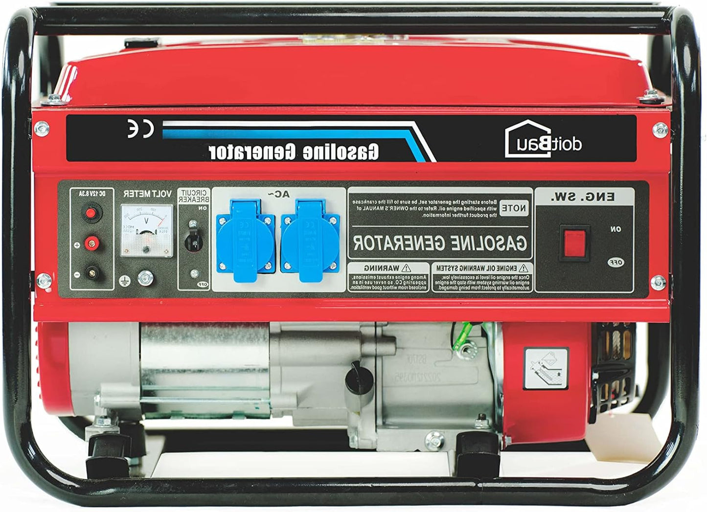 Petrol generator, power generator 3000 W BS3500 & YFG3500, emergency generator with AVR and overload protection, 4-stroke 6.5-7 hp, traction starter, 1 x 400 V/3 x 230 V/1 x 12 V sockets - QUORE
