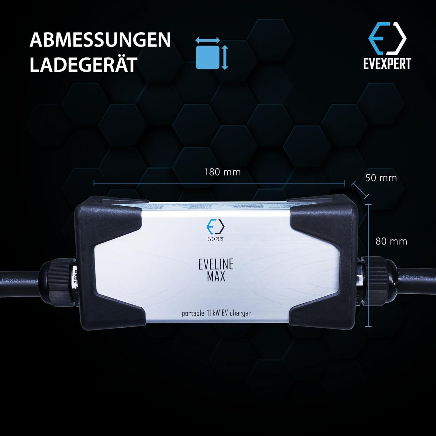Eveline Max I/II, 3,7-22kW Smart Tragbare EVSE EV Auto Ladegerät Typ2 | SCHUKO/CEE 5-Pin (RCD FI A-EV) | EV typ 2 laadkabel 16-32A | 1/3-fasig (3-Phasig 16 A / 11 kw / 5m)