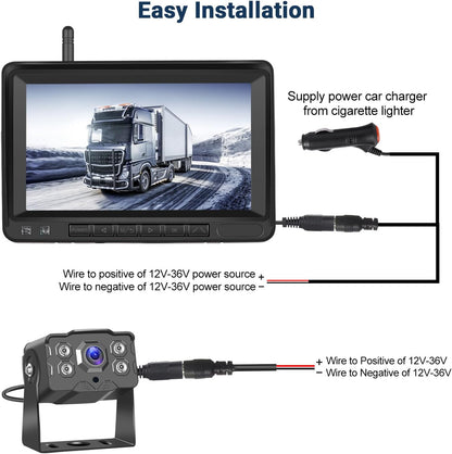 Hikity draadloze digitale achteruitrijcamera met 7 inch touchscreen met nachtzicht 1080P HD IP68 waterdichte camera voor auto/camper/vrachtwagen/SUV