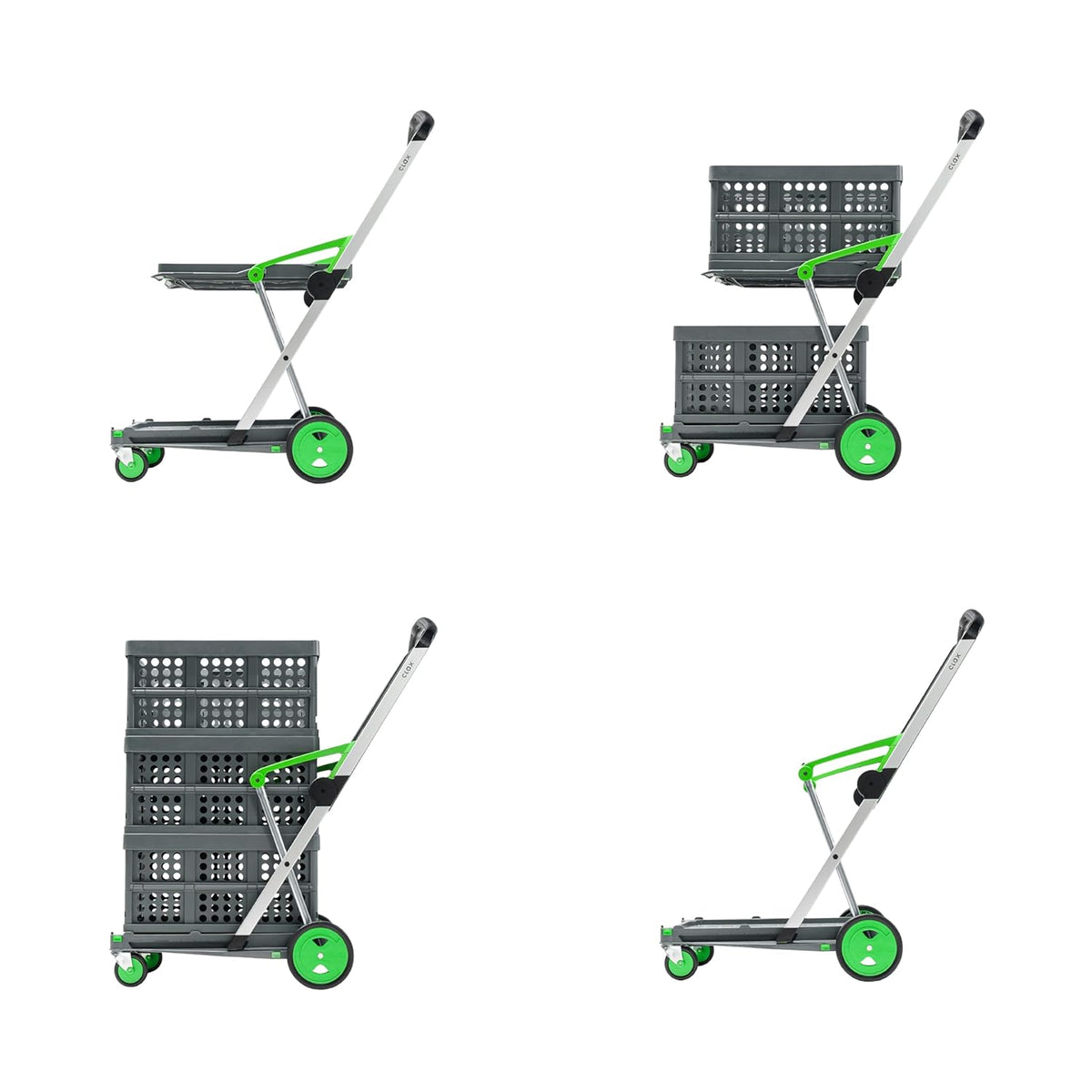 CLAX Transport- en opslagwagen met klapbox, 2 platforms, opvouwbaar