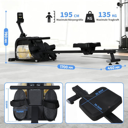 Home Rowing Machine, Foldable Home Rower with 16 Resistance Levels, Training Data, Space Saving and Quiet - QUORE