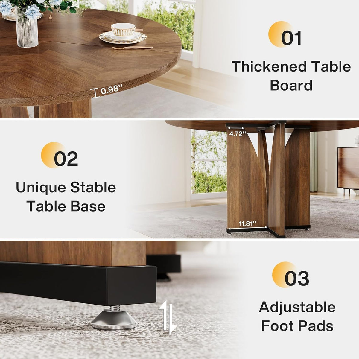 Ronde Eettafel – Ronde Tafel – Houten Tafel – Keukentafel – Eetkamertafel – 100 cm Diameter – Krasbestendig Houtfineer - QUORE
