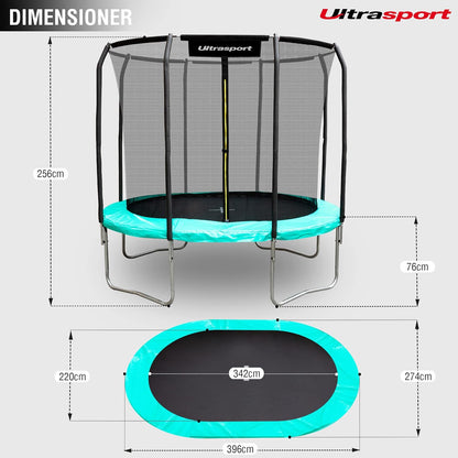 Ultrasport Tuintrampoline, Lotus, Rond, Rechthoekig, incl. Veiligheidsnet, Verschillende Maten, 213cm tot 420cm, Nieuwe Trampoline, Weerbestendig, Buiten Trampoline, Hoge Belastbaarheid