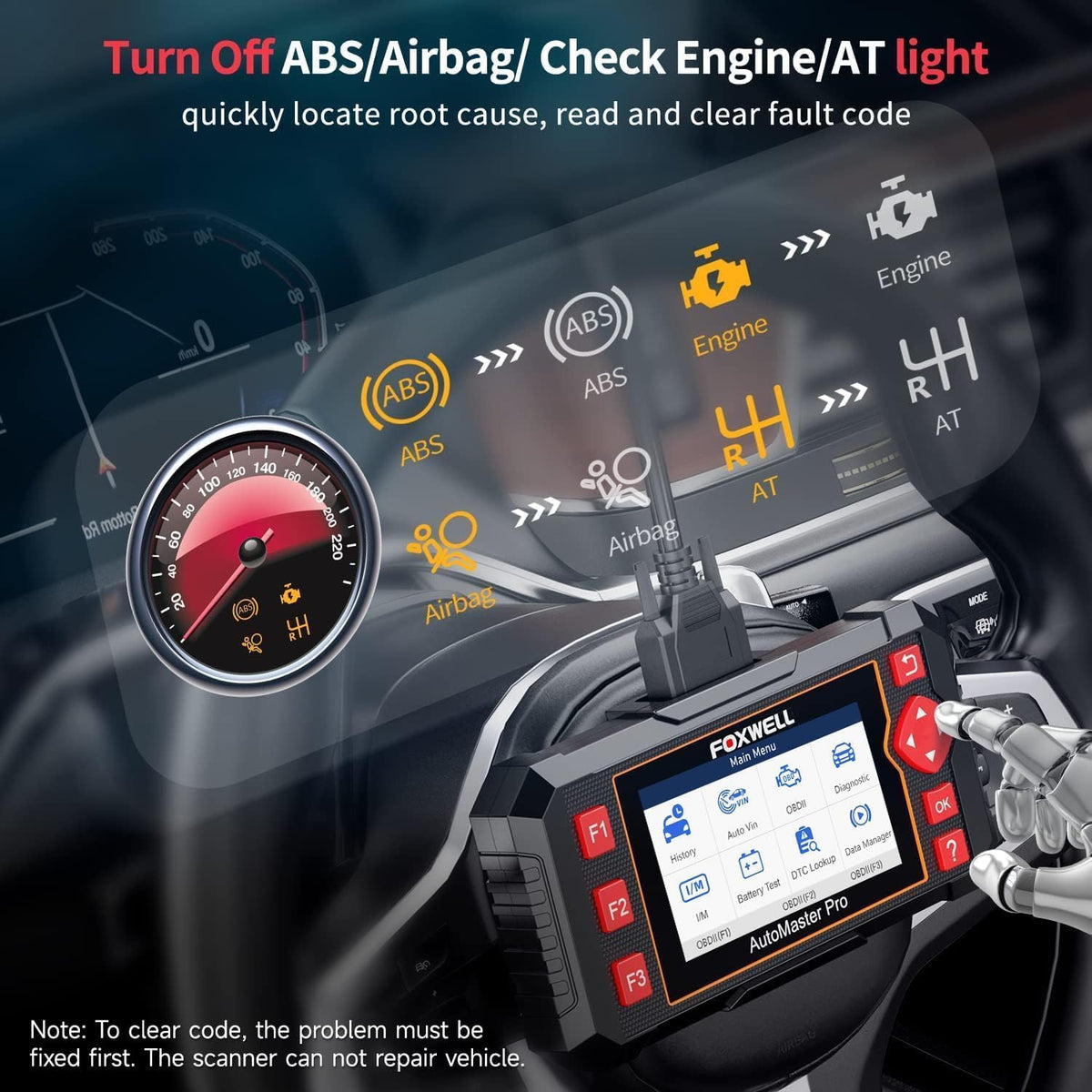 OBD2 Scanner – Autodiagnose Tool – Foutcode Lezer – ABS Scanner – SRS Airbag Scanner – 5-in-1 Diagnosefuncties – Automatische VIN Herkenning
