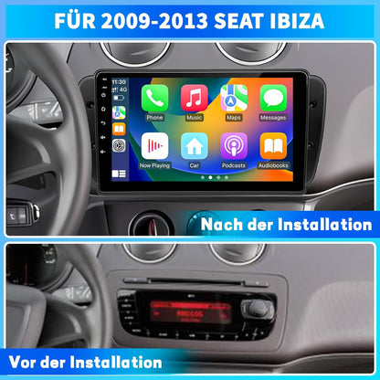 Autoradio voor Seat Ibiza 6J 2009 2010 2011 2012 2013, Android 13 GPS FM 2+64G, 9 inch touchscreen, Ondersteunt navigatie Carplay Android Auto Bluetooth 5.0 WiFi Spraakgestuurde Radio