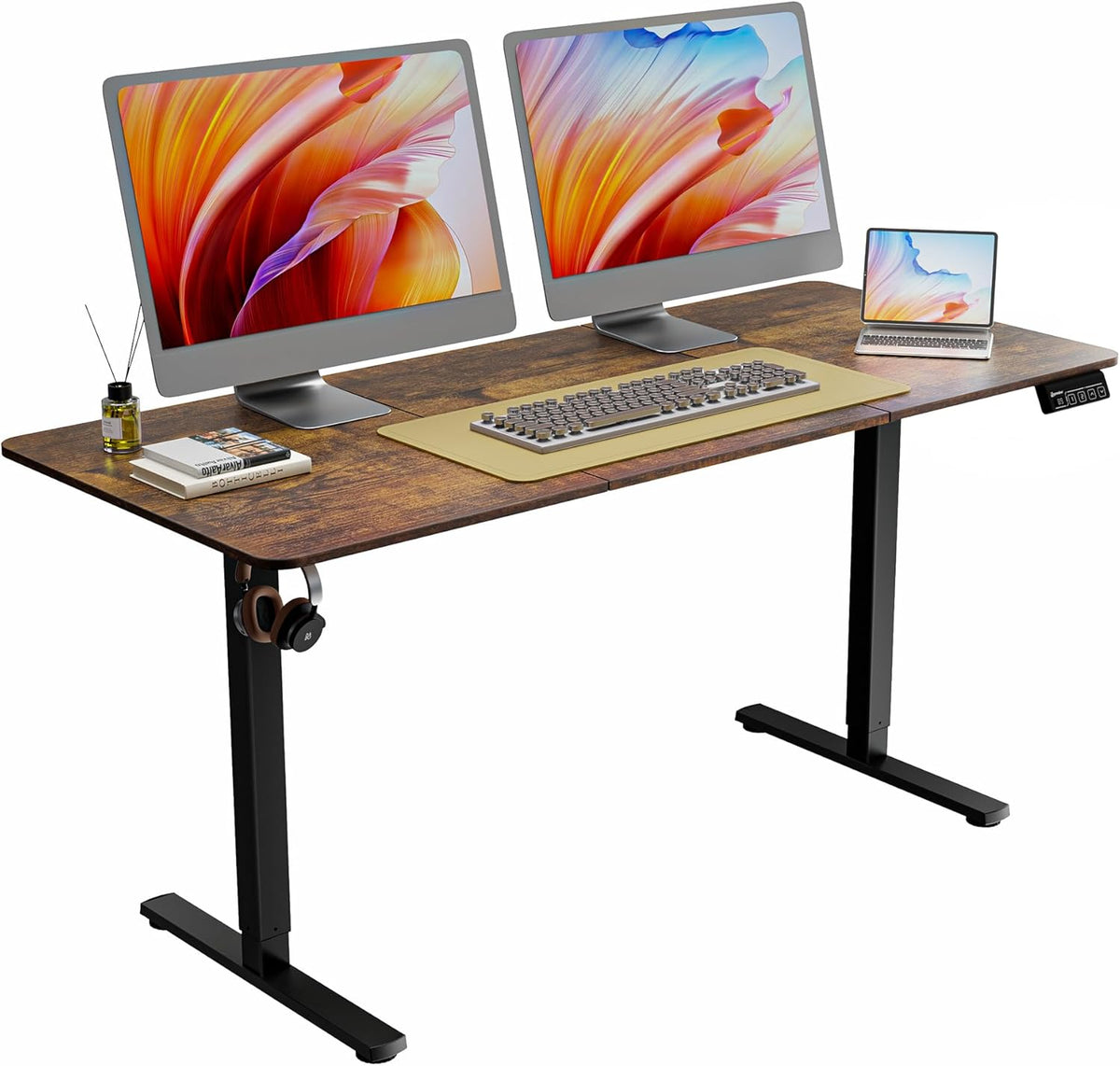 ERGOMAKER Height Adjustable Desk, 160 x 70 cm, Desk, Height Adjustable, Electric with Memory Function, Ergonomic Table, Height Adjustable, White