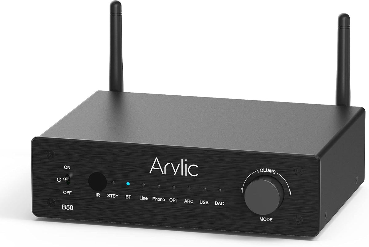 Stereoversterker – Versterker – Stereo Versterker – HiFi Versterker – 2-Kanaals 2 x 50 W – Bluetooth 5.2 Met aptX HD – HDMI ARC, Optische Ingang, Phono En USB