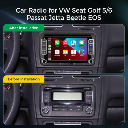 Autoradio, plug en play, compatibel met VW Golf 5 6 Passat Polo rcd330 met draadloze CarPlay Android Auto Bluetooth Radio (DSP-sound)