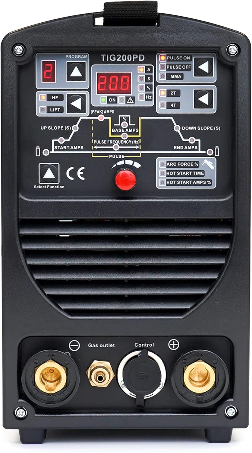 IPOTOOLS 200PD WIG lasapparaat DC - TIG TIG TIG lasapparaat 200 amper volledig digitaal inverter lasapparaat met HF-ontsteking, pulsfunctie, MMA, IGBT, 32-bit microprocessor, 7 jaar garantie