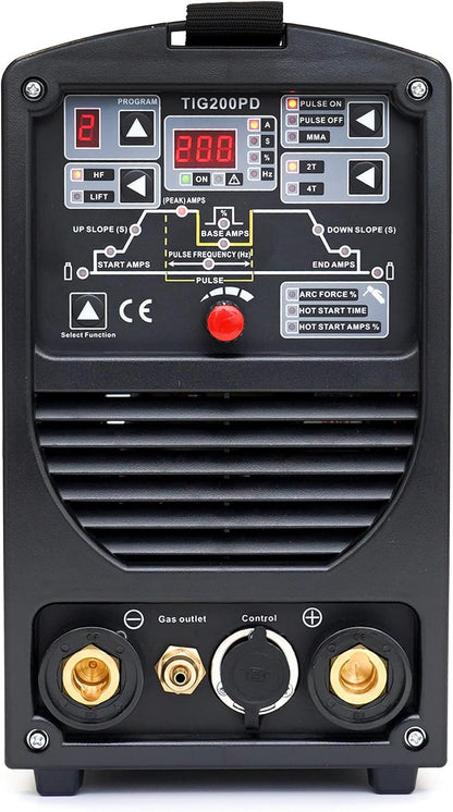 IPOTOOLS 200PD WIG lasapparaat DC - TIG TIG TIG lasapparaat 200 amper volledig digitaal inverter lasapparaat met HF-ontsteking, pulsfunctie, MMA, IGBT, 32-bit microprocessor, 7 jaar garantie