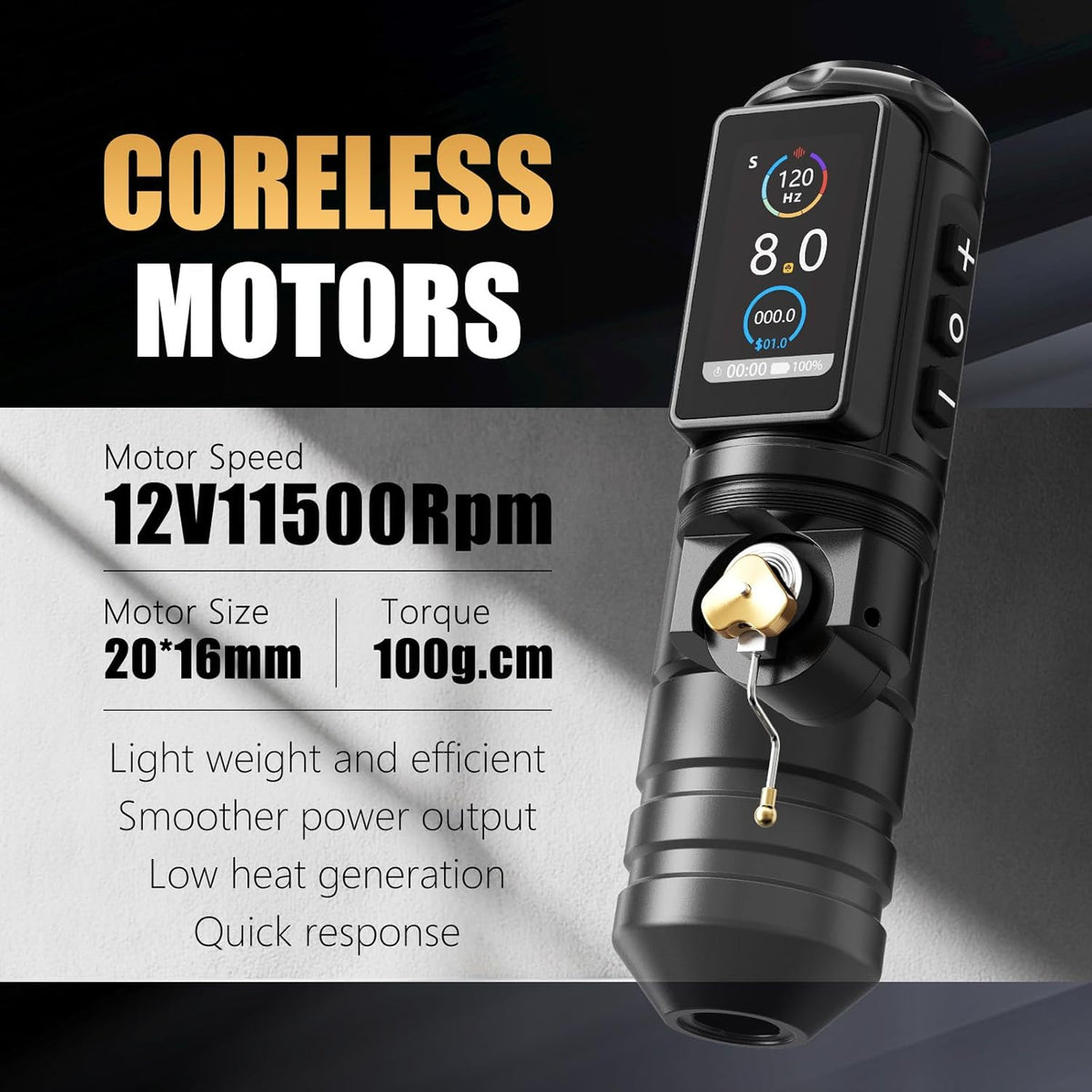 Ambition Ninja Pro Tattoomachine - Intelligente facturering, kernloze motor rotary cartridge pen duale 2000mAh voeding voor professionals én beginners