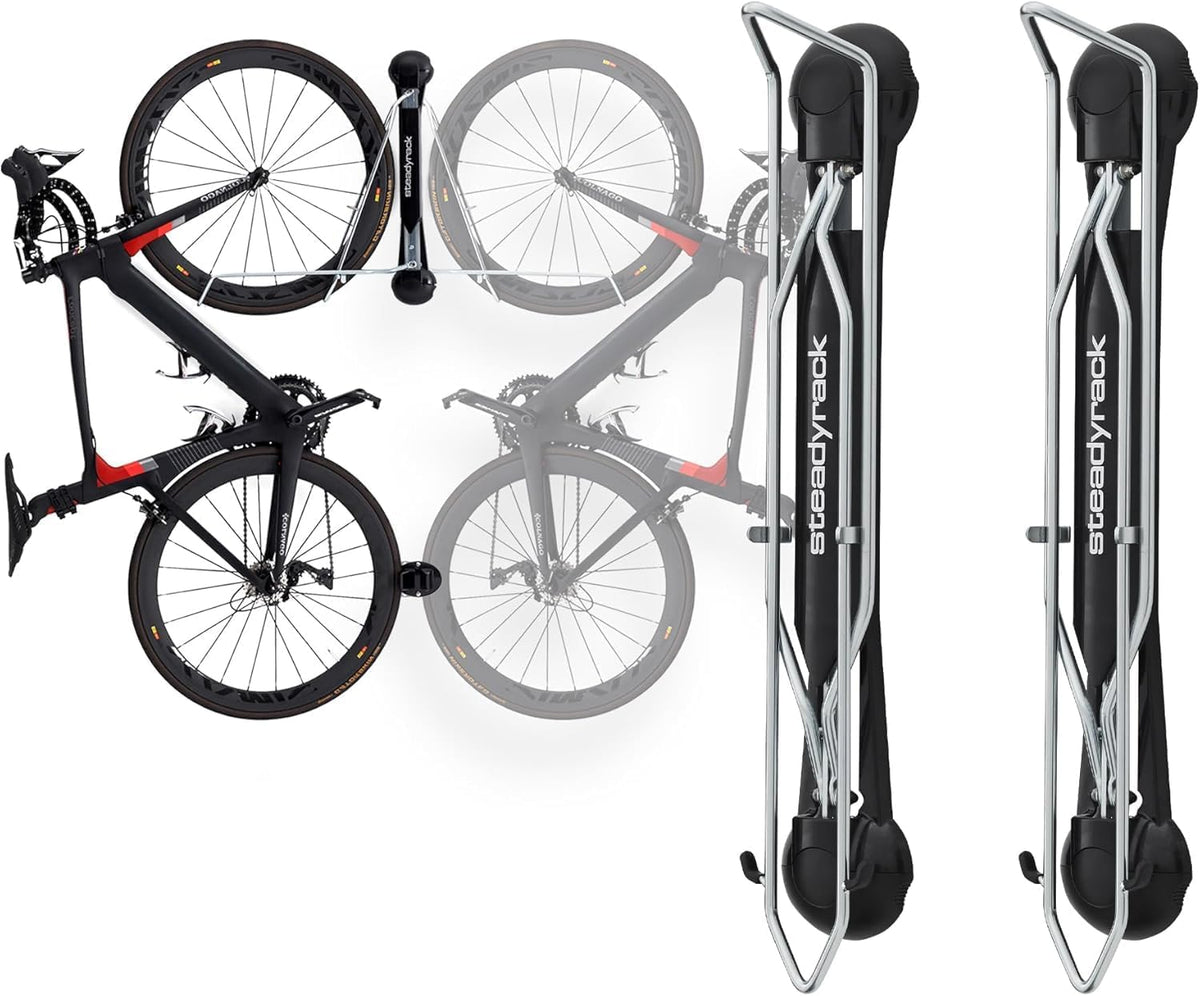 Steadyrack Fietsenrek - Classic Fietsrek - Muurbevestiging Fietsenrek voor Thuis, Muurbevestiging, Garage of Fietsenstalling - 2 Stuks