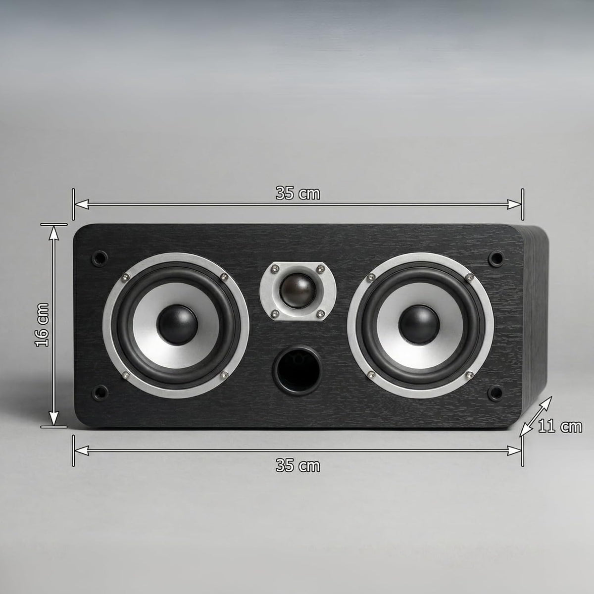 Dynavoice Magic CR-4 Zwart Mat – Passieve Center Luidspreker 2-Weg, 2x4" Woofer + 1" Tweeter, Slechts 11 cm Diep, Front Bass Reflex, voor Home Cinema.