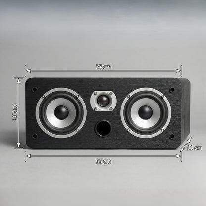 Dynavoice Magic CR-4 Zwart Mat – Passieve Center Luidspreker 2-Weg, 2x4" Woofer + 1" Tweeter, Slechts 11 cm Diep, Front Bass Reflex, voor Home Cinema.