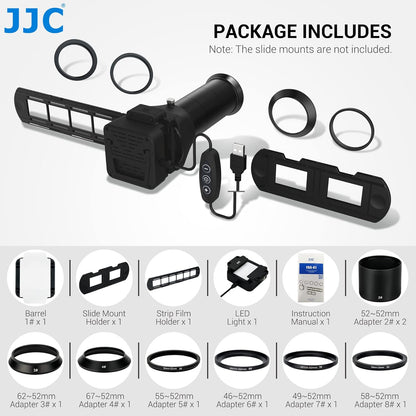 JJC 35mm Negatieve Filmscanner, Adapter voor Filmdigitalisering met LED-lichtset, Dia- en Filmhouder voor Negatief Kopiëren. Film Herstellen naar Digitale Foto's, Film en Diascanneraccessoires