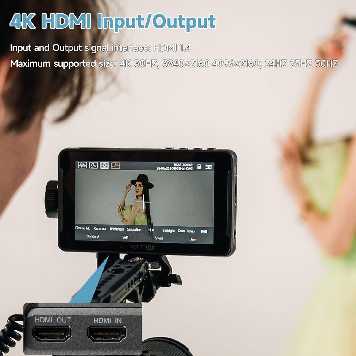 VILTROX DC-550 Touchscreen camera Field Monitor 5,5 inch 1200 Nits DSLR Camera Monitor 4K HDMI ingang/uitgang Full HD 1920x1080 IPS 3D-Lut Video Peaking Focus Assist met accu en zonnekap