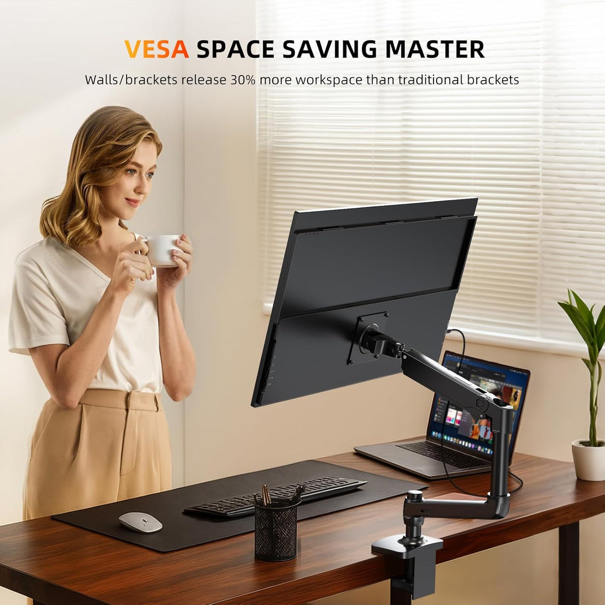 UPERFECT Portable Monitor 4K 23.8" QLED | 400 Nits 24" Large Monitor | 3840 * 2160 UHD 100% DCI-P3 | 1MS FreeSync | USB-C & HDMI | VESA & Stand | Second Screen for Laptop, Mini PC, Game Consoles - QUORE