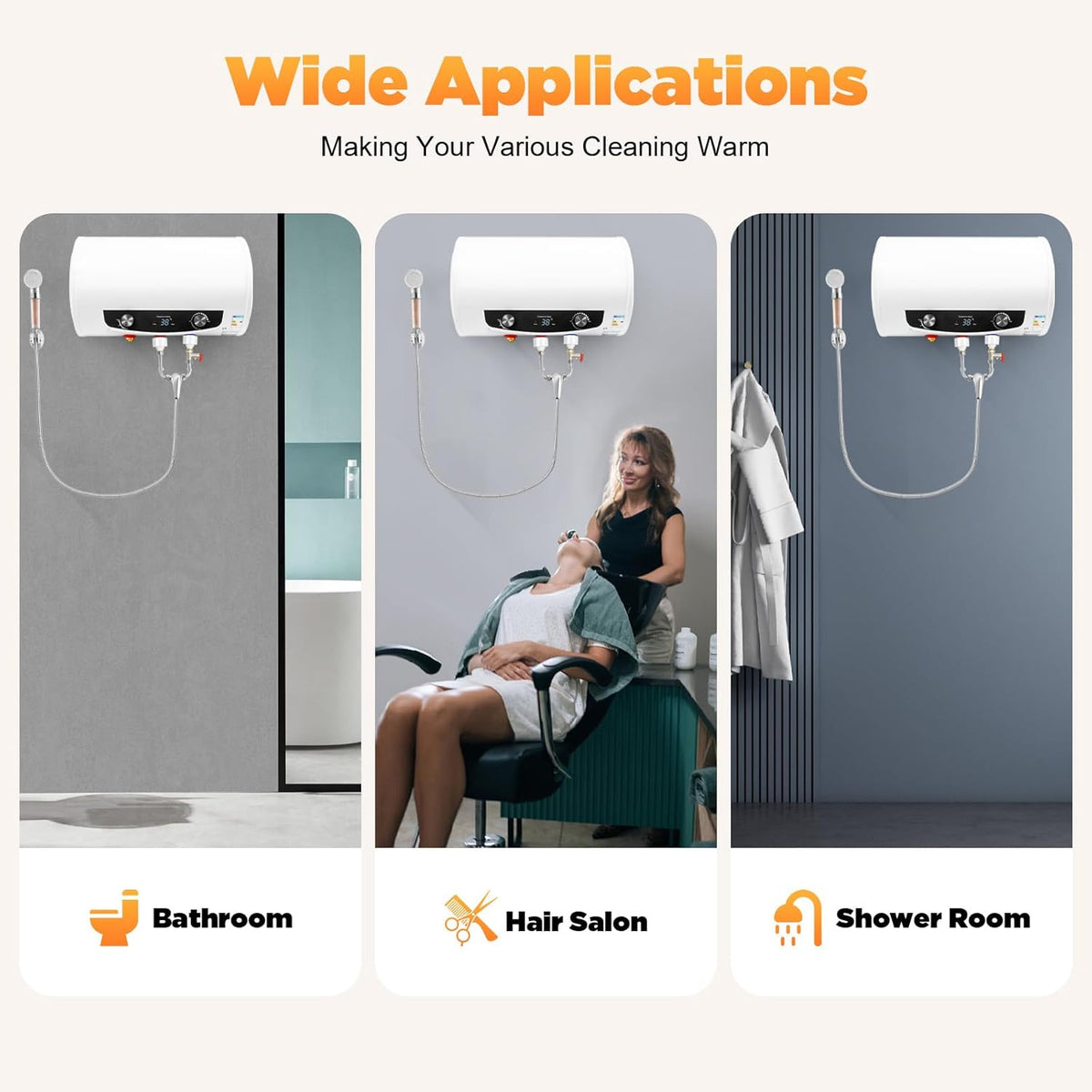 Electric Water Heater 50 L 220 V 2000 W Wall Mounted Heating Power Water Heater Water Heater Water Heater Heating Temperature Range 25-75°C for Kitchen, Garden, Bathroom, Caravan, 50 Litres - QUORE
