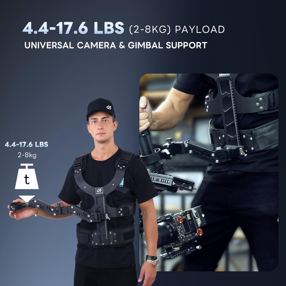 Thanos-SE Ultra Gimbal Steunvest met Snelle Ontgrendeling, Aanpasbare Steadicam voor DJI RS3, RS4 PRO, RS5 PRO RS2, RSC2, Ronin-S, Ronin-SC- Draagvermogen van 4,4-17,6 lbs voor Filmmakers