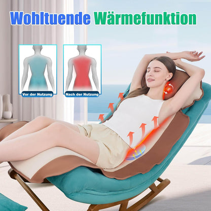 Massagemat voor het hele lichaam met warmte – Rugmassagepad – Massagekussen – Massagematras – Ontspanningsmat – 4 Massagemodi – 3D-Lendenwerveltractie – Verstelbare Taille voor 1,5 M - 1,8 M