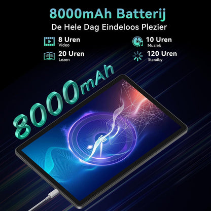 Tablet 11 Inch met Gemini AI, Android 16 Tablet met Hoe, Muis & Toetsenbord, Octa-Core, 24 GB RAM + 128 GB ROM + 2 TB TF, 1920 * 1200 HD Display, 90 Hz, 8MP + 13MP Dual Camera, 8000 mAh, Grijs