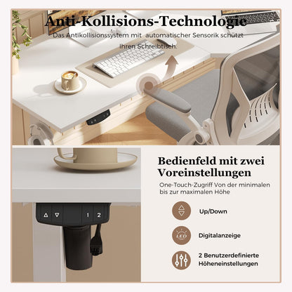 Klicelor L-Shaped Adjustable Height Desk, 140 x (60-80cm), Electric Standing Desk, Sit-Stand Desks for Home Office, Ergonomic Computer Table with Split Plate, White - QUORE